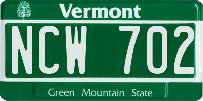 VT license plate NCW702
