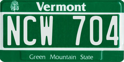 VT license plate NCW704