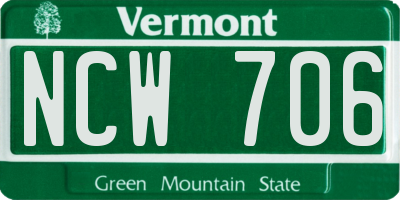 VT license plate NCW706