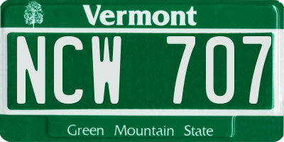 VT license plate NCW707