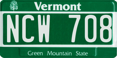 VT license plate NCW708