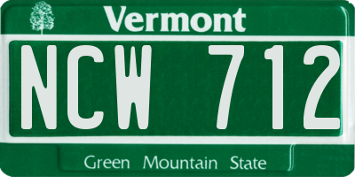 VT license plate NCW712