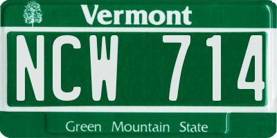 VT license plate NCW714