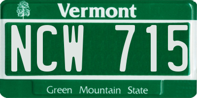 VT license plate NCW715