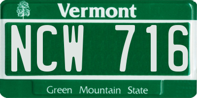 VT license plate NCW716