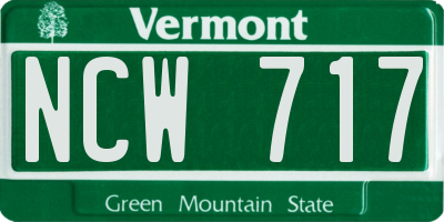 VT license plate NCW717