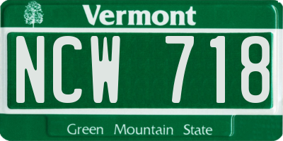 VT license plate NCW718