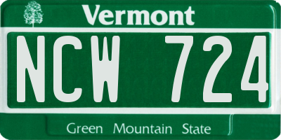VT license plate NCW724