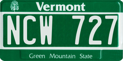 VT license plate NCW727
