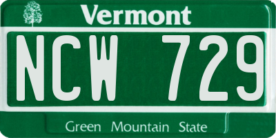 VT license plate NCW729