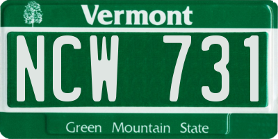 VT license plate NCW731