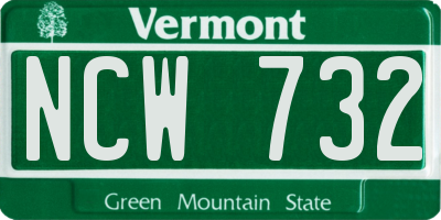 VT license plate NCW732