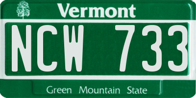 VT license plate NCW733
