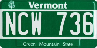 VT license plate NCW736