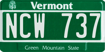 VT license plate NCW737