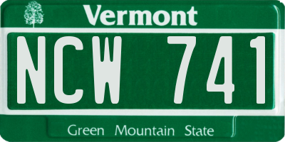 VT license plate NCW741