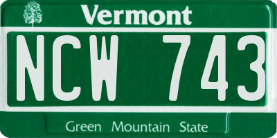 VT license plate NCW743