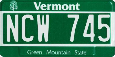 VT license plate NCW745