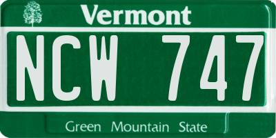 VT license plate NCW747