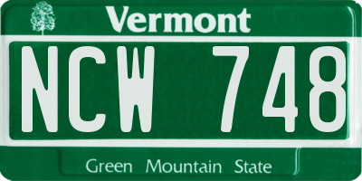 VT license plate NCW748