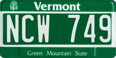 VT license plate NCW749