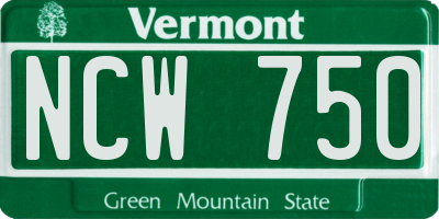 VT license plate NCW750