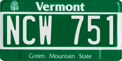 VT license plate NCW751