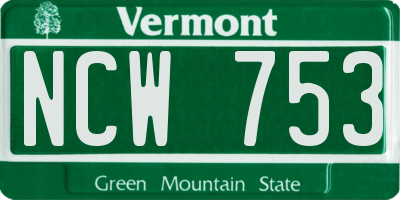 VT license plate NCW753