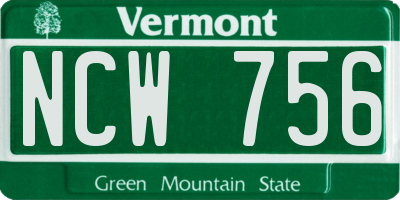 VT license plate NCW756