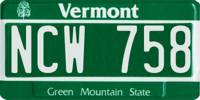 VT license plate NCW758