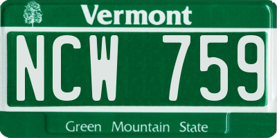 VT license plate NCW759