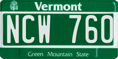 VT license plate NCW760