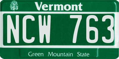 VT license plate NCW763