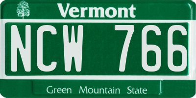 VT license plate NCW766