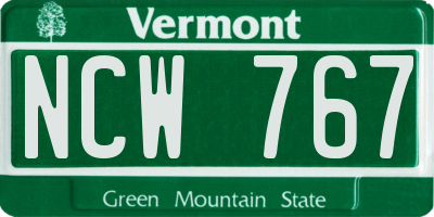VT license plate NCW767