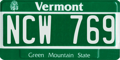 VT license plate NCW769