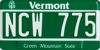 VT license plate NCW775