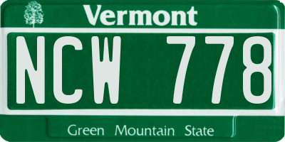 VT license plate NCW778