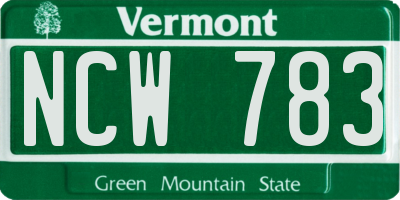 VT license plate NCW783
