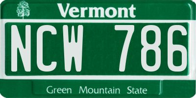 VT license plate NCW786