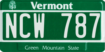 VT license plate NCW787