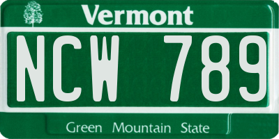 VT license plate NCW789