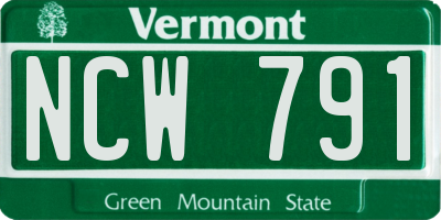 VT license plate NCW791
