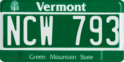 VT license plate NCW793