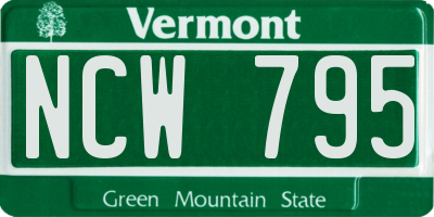 VT license plate NCW795
