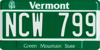 VT license plate NCW799