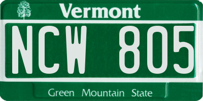 VT license plate NCW805