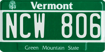 VT license plate NCW806