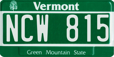VT license plate NCW815