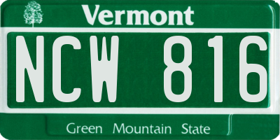 VT license plate NCW816